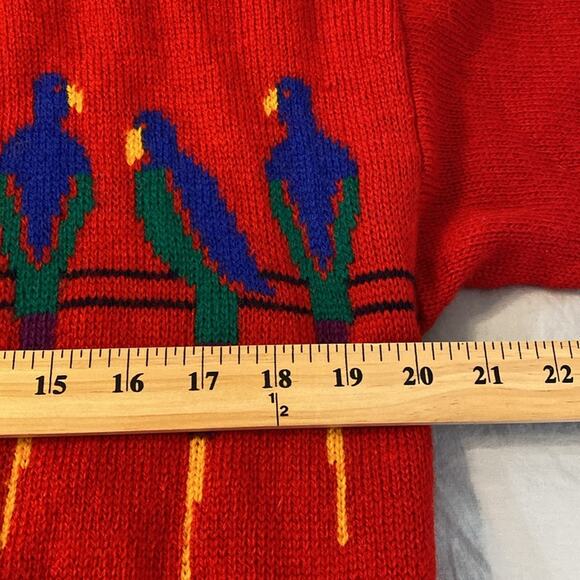 Tulchan Great Britain Women’s Vintage Pure Wool Red Parrot Sweater Large - Picture 5 of 9